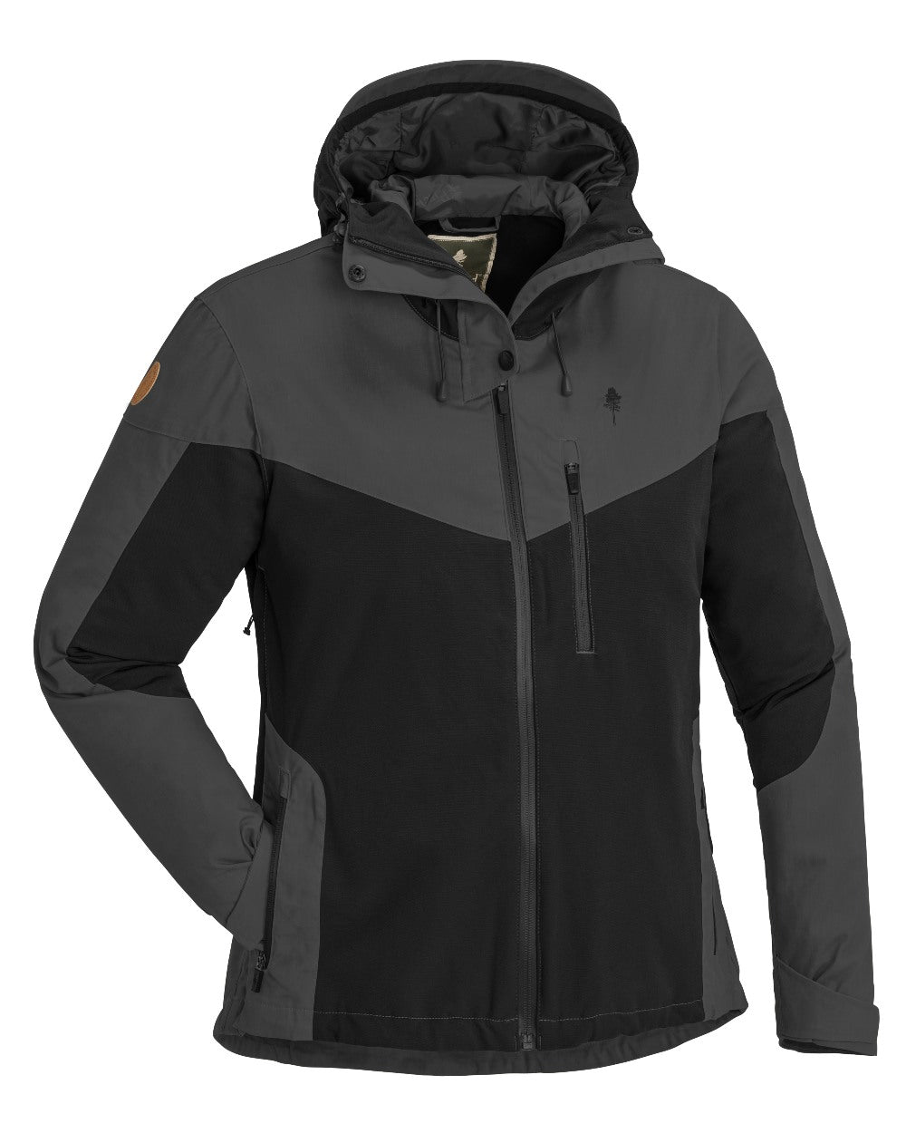 Black Dark Anthracite Coloured Pinewood Womens Finnveden Hybrid Extreme Jacket on white background 