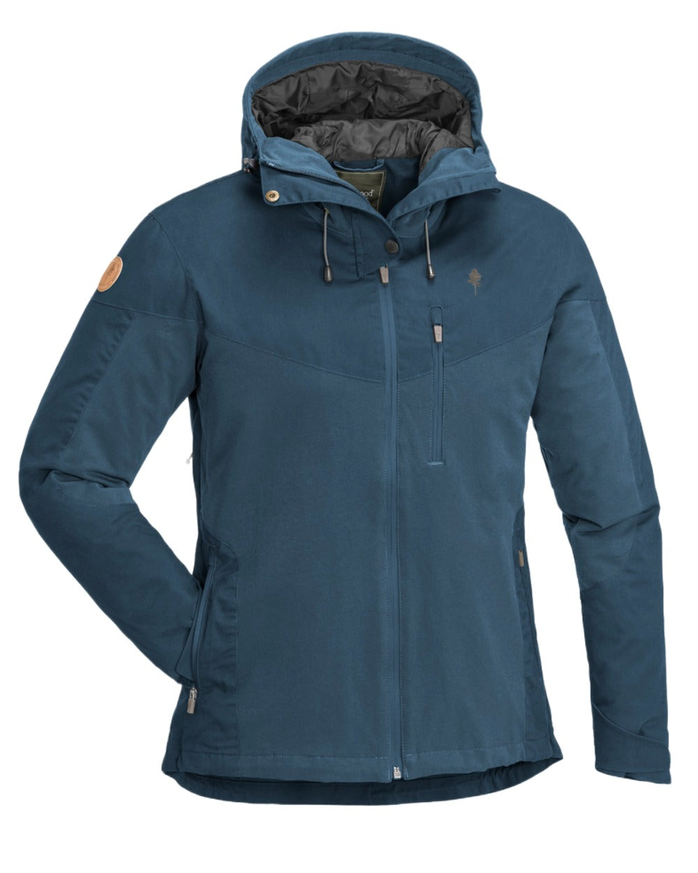 Dark Dive Coloured Pinewood Womens Finnveden Hybrid Extreme Jacket on white background 