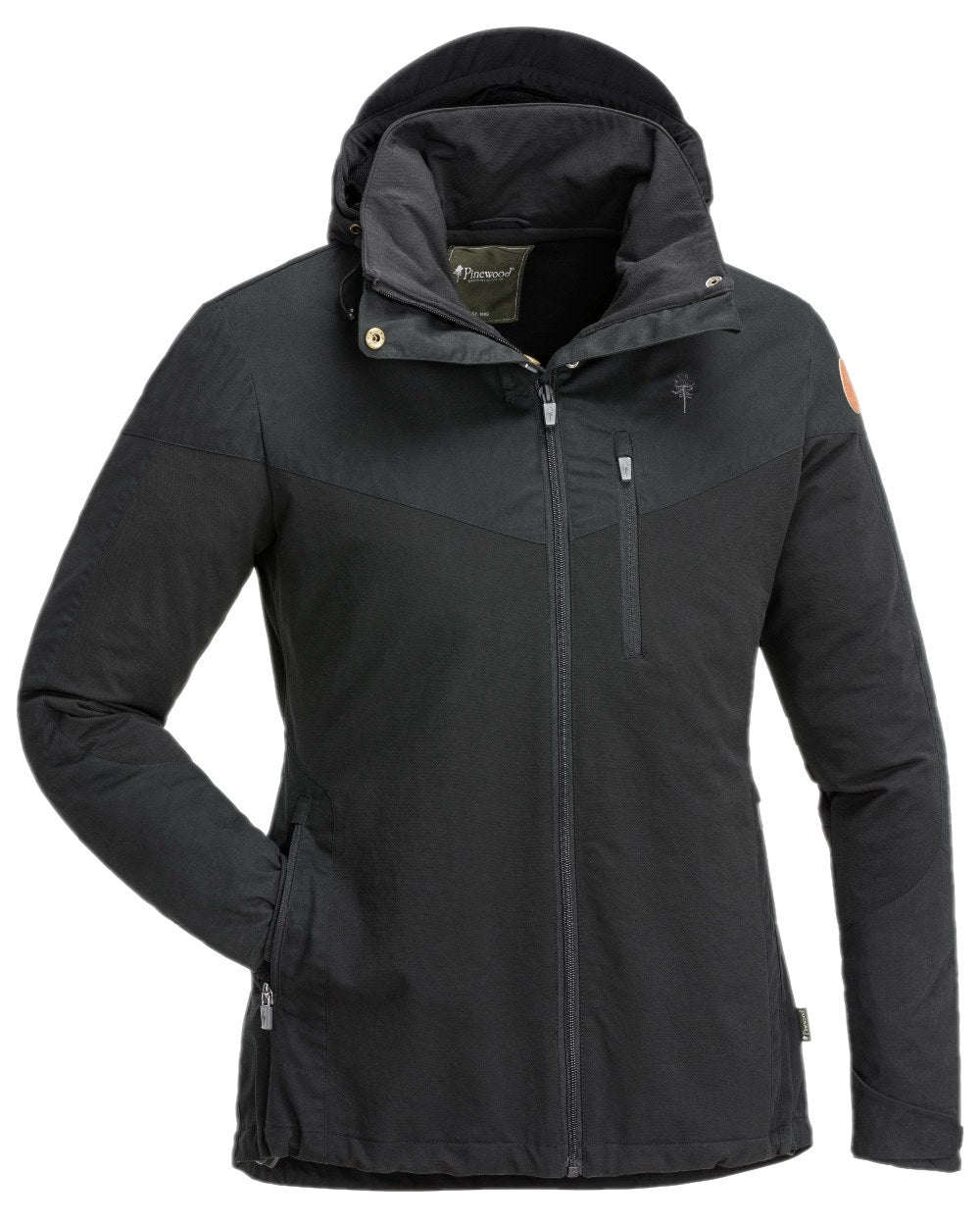 Black Coloured Pinewood Womens Finnveden Hybrid Jacket on white background 
