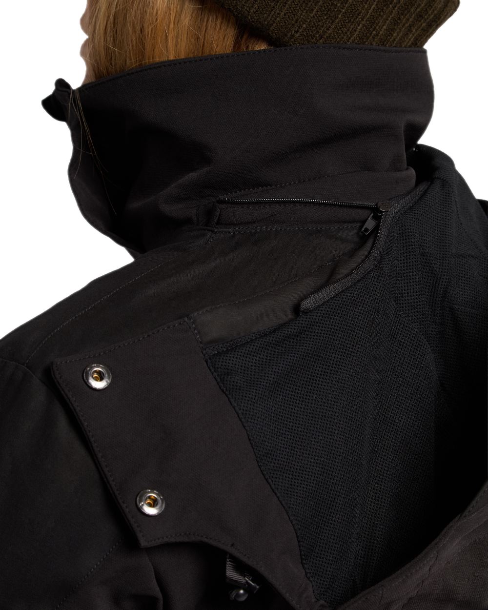 Black Coloured Pinewood Womens Finnveden Hybrid Jacket on white background 