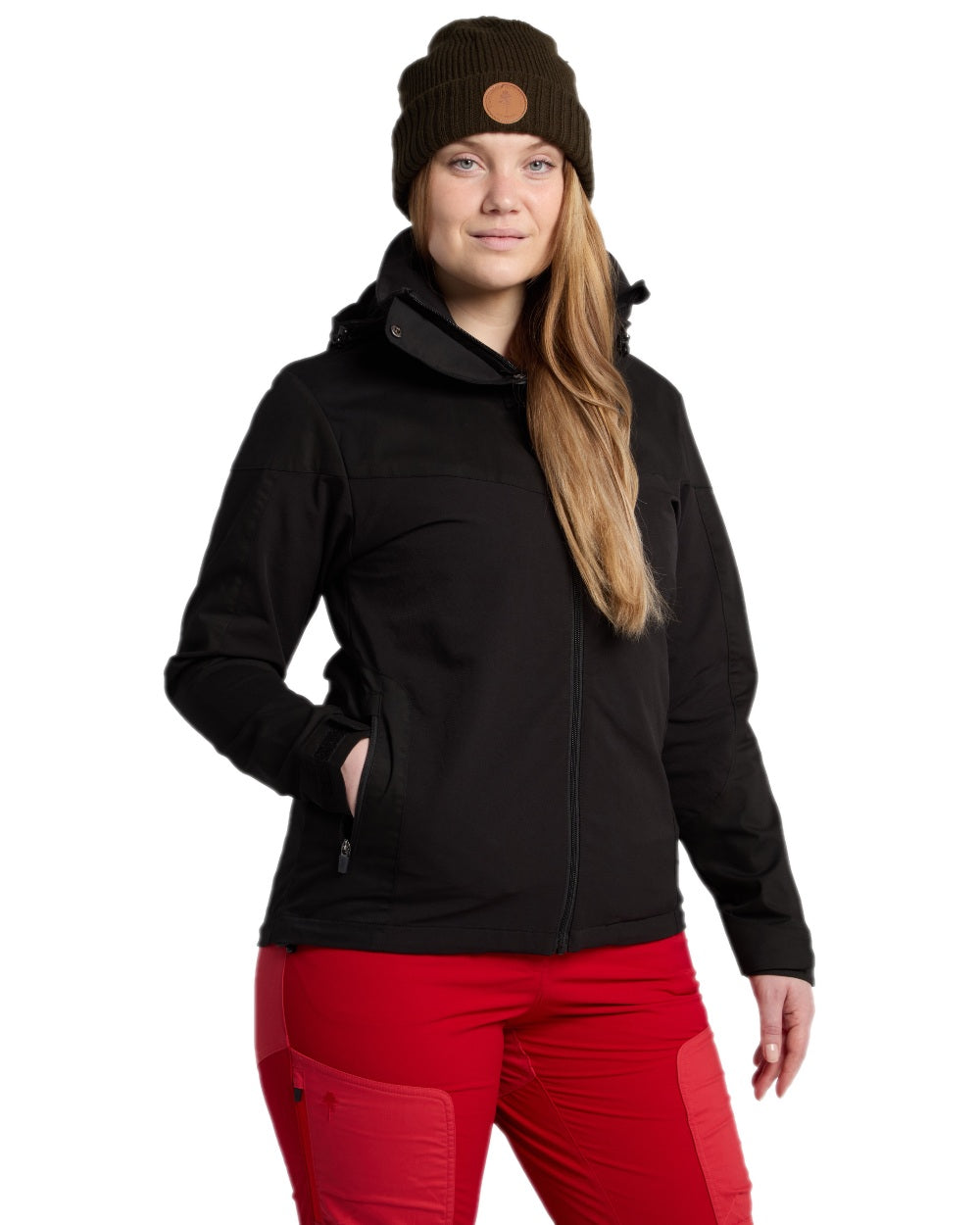 Black Coloured Pinewood Womens Finnveden Hybrid Jacket on white background 