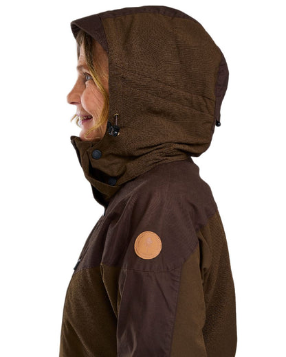 Dark Brown Coloured Pinewood Womens Finnveden Hybrid Jacket on white background 