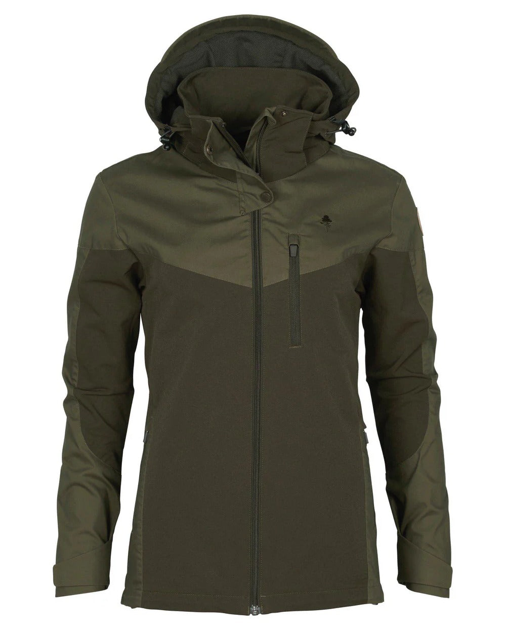 Dark Olive Hunting Olive coloured Pinewood Womens Finnveden Hybrid Jacket on white background 