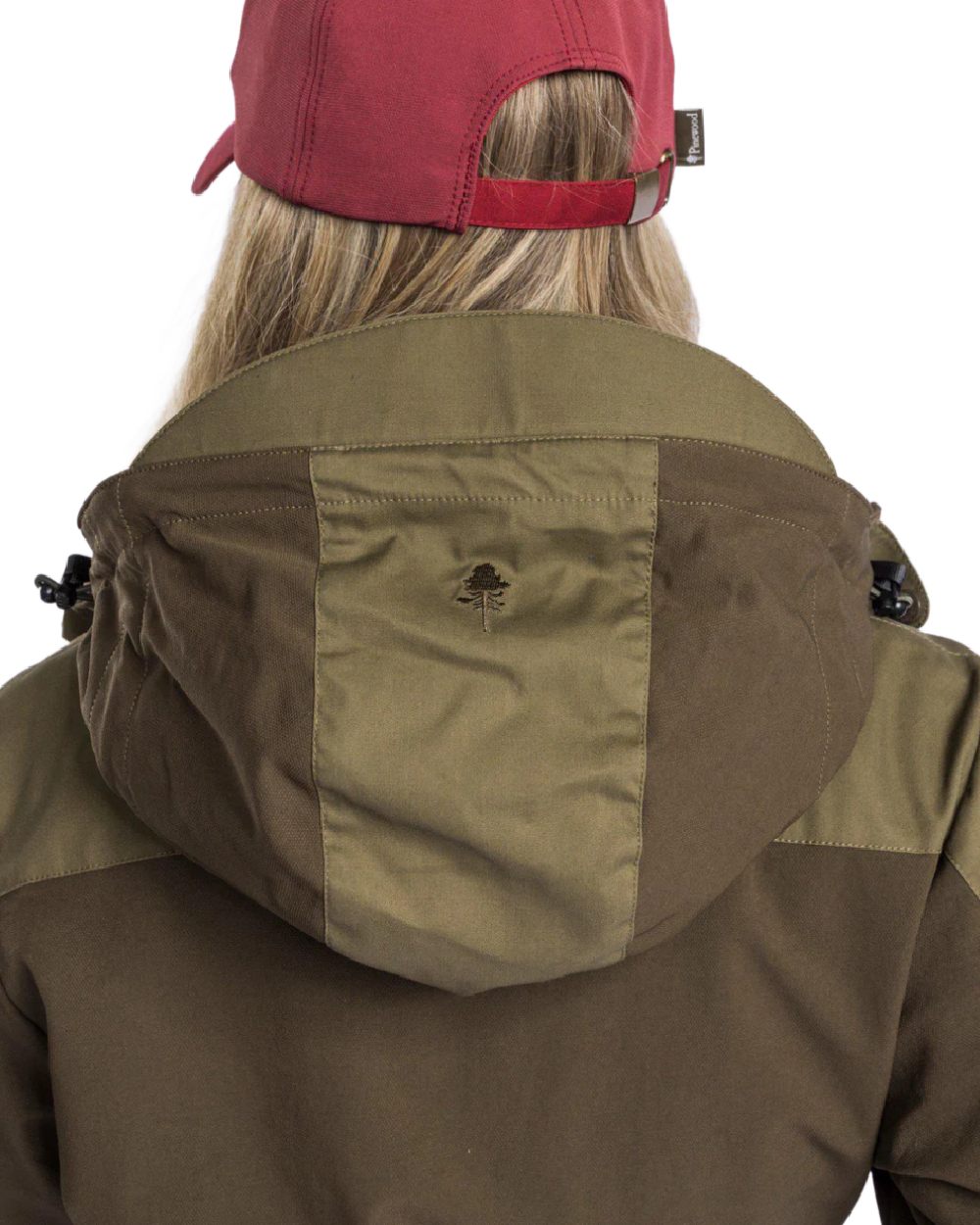 Dark Olive Hunting Olive coloured Pinewood Womens Finnveden Hybrid Jacket on white background 
