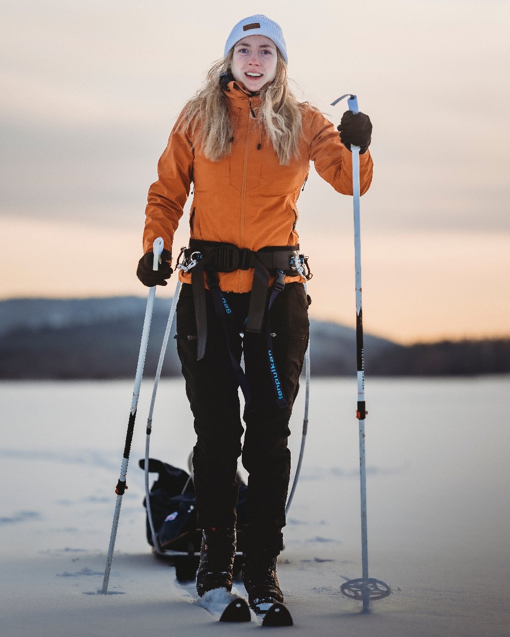 Black Coloured Pinewood Womens Finnveden Hybrid Trousers on outdoor background 