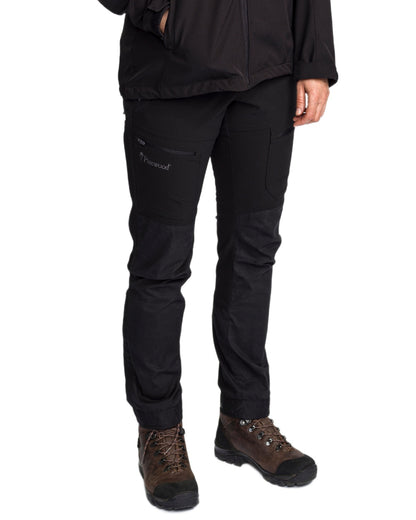 Black Coloured Pinewood Womens Finnveden Hybrid Trousers on white background 