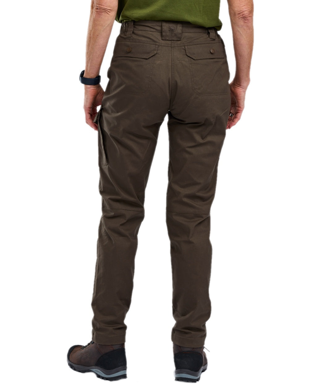Dark Olive Coloured Pinewood Womens Finnveden Outdoor Trousers on white background 