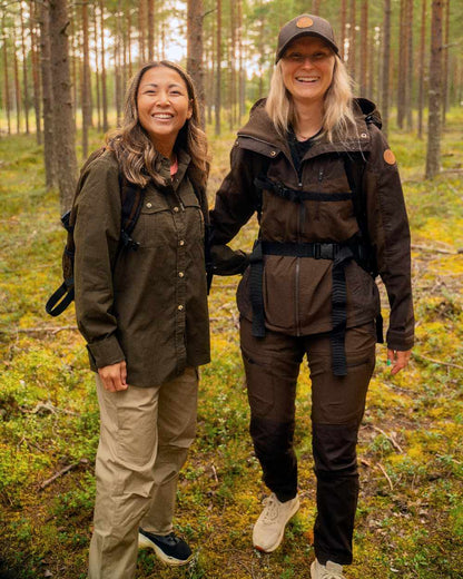 Light Khaki Coloured Pinewood Womens Finnveden Outdoor Trousers on outdoor background 