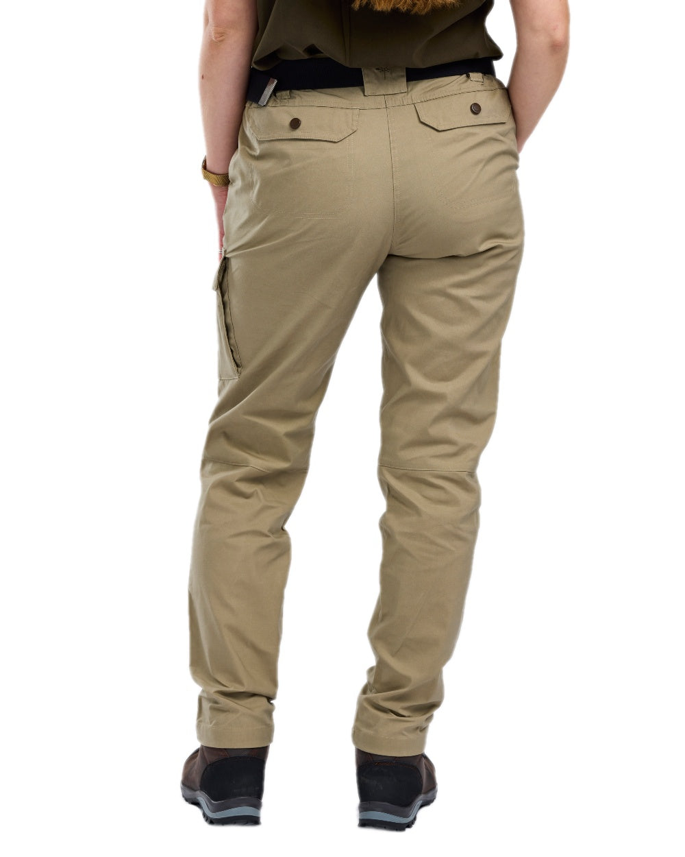 Light Khaki Coloured Pinewood Womens Finnveden Outdoor Trousers on white background 