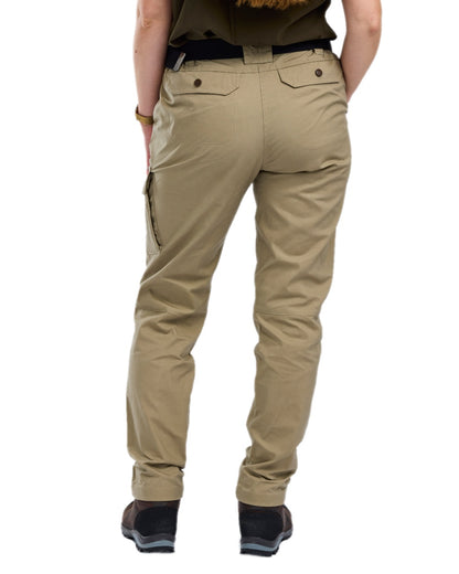 Light Khaki Coloured Pinewood Womens Finnveden Outdoor Trousers on white background 