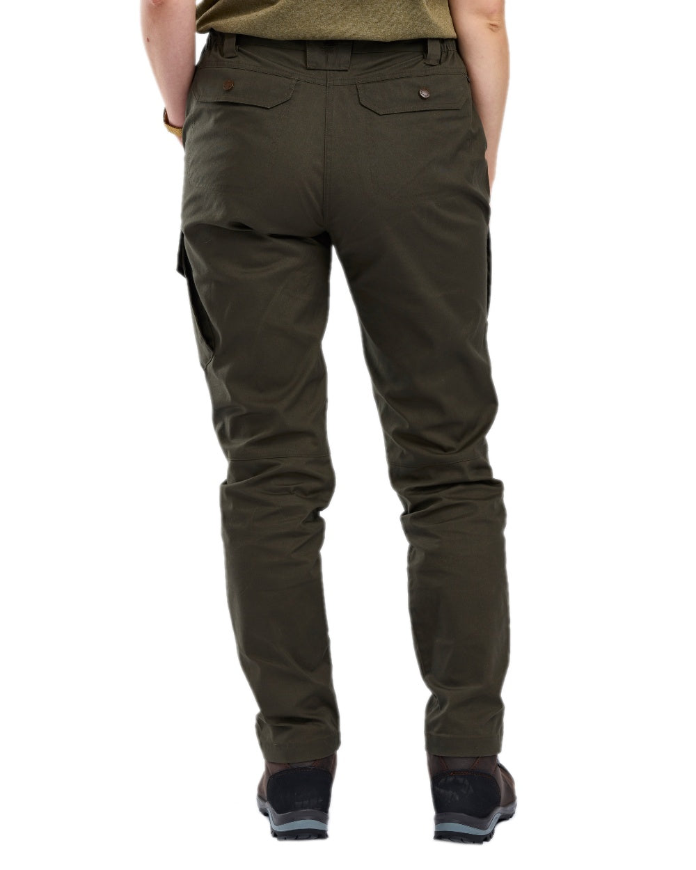 Moss Green Coloured Pinewood Womens Finnveden Outdoor Trousers on white background 