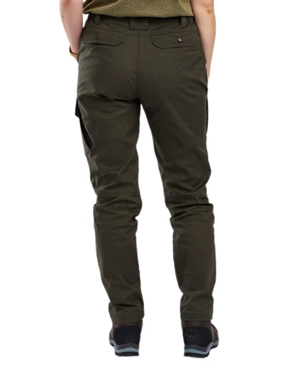 Moss Green Coloured Pinewood Womens Finnveden Outdoor Trousers on white background 