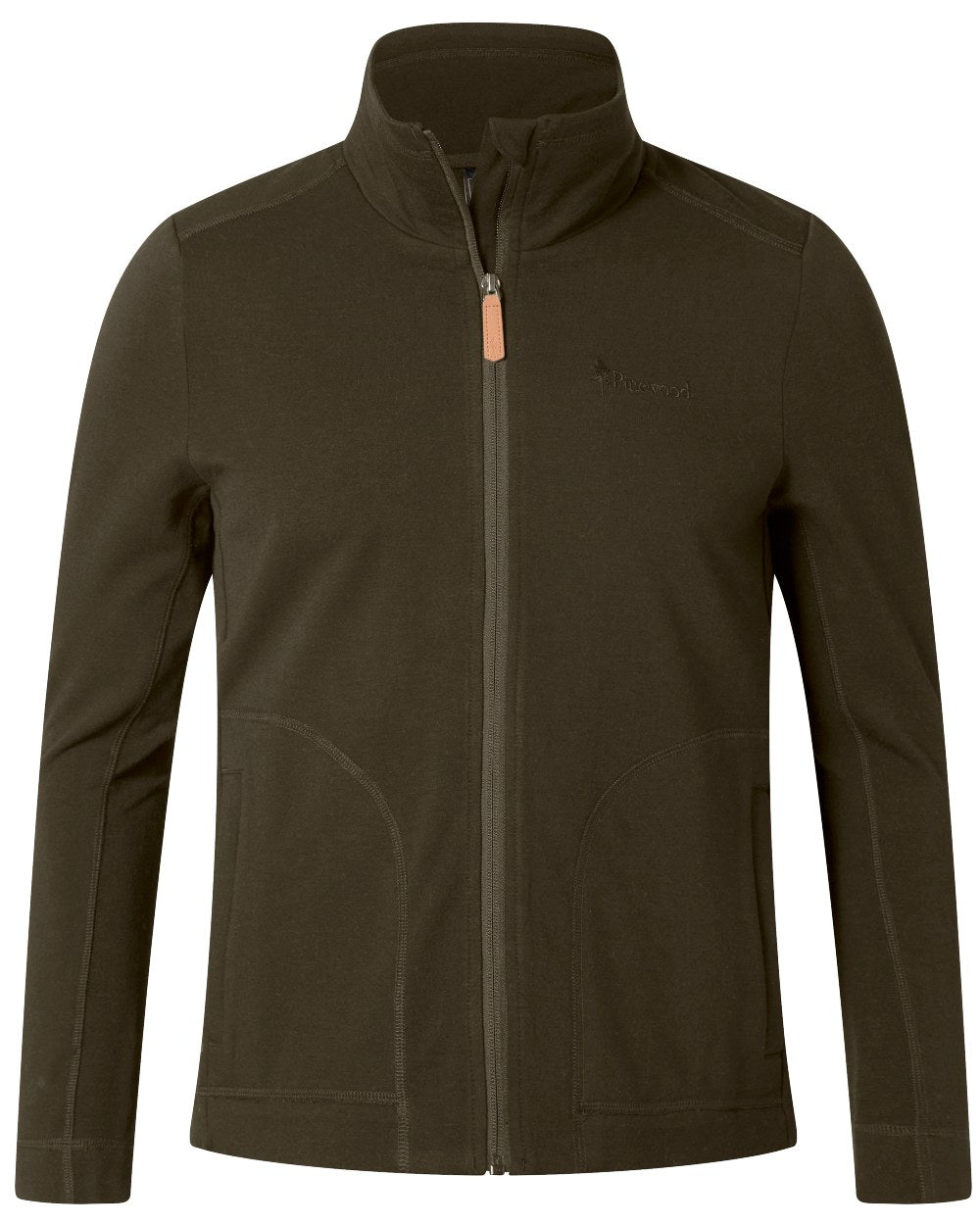 Moss Green coloured Pinewood Womens Finnveden Powerfleece Jacket on white background 