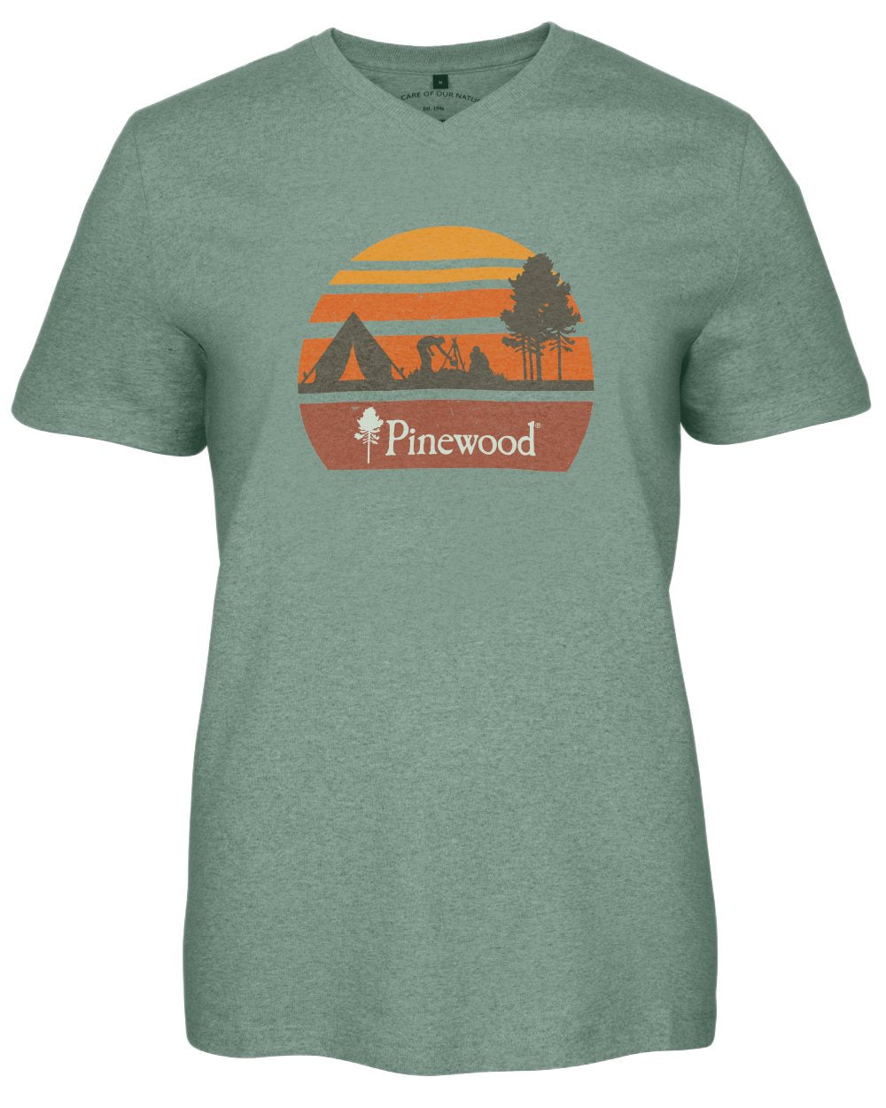 Aqua Grey Melange Campsite coloured Pinewood Womens Finnveden Recycled Outdoor T-Shirt on white background 