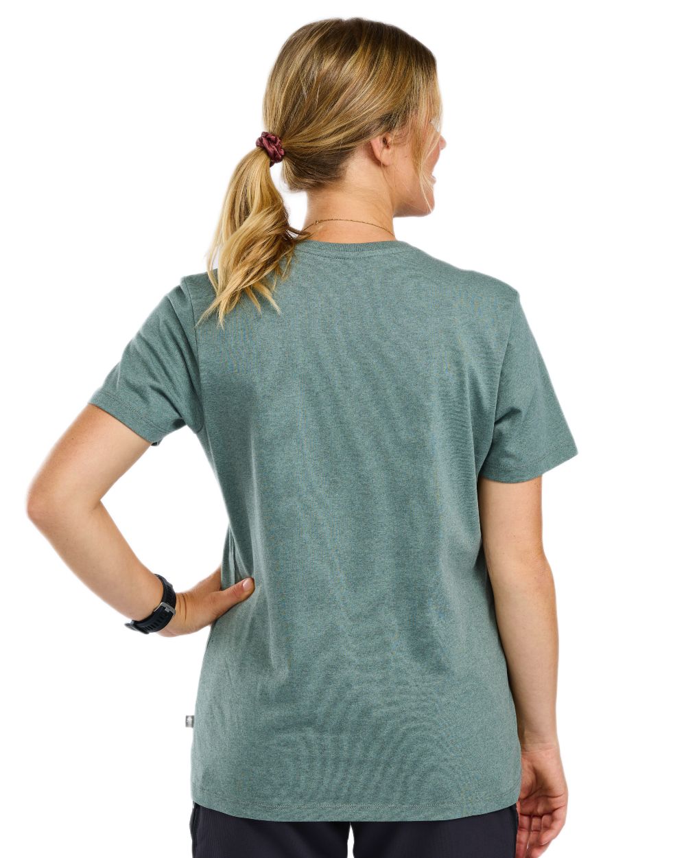 Aqua Grey Melange Campsite coloured Pinewood Womens Finnveden Recycled Outdoor T-Shirt on white background 