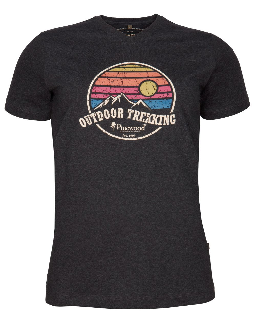 Dark Anthracite Melange coloured Pinewood Womens Finnveden Recycled Outdoor T-Shirt on white background 