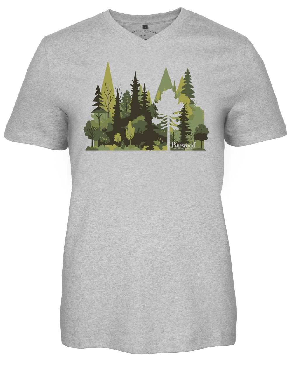 Light Grey Melange Forest coloured Pinewood Womens Finnveden Recycled Outdoor T-Shirt on white background 