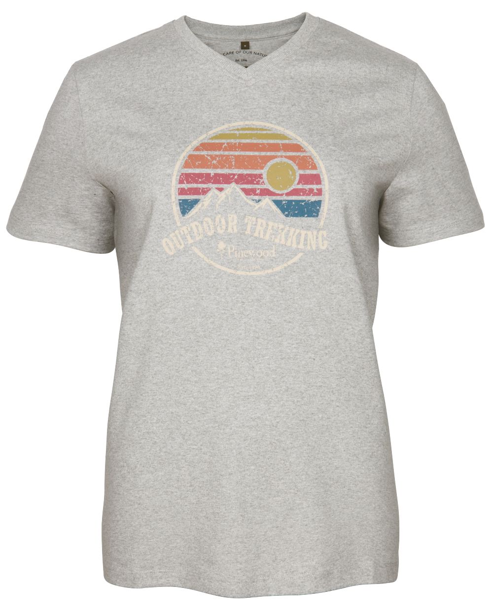Light Grey Melange coloured Pinewood Womens Finnveden Recycled Outdoor T-Shirt on white background 