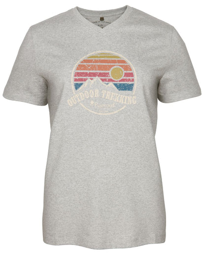 Light Grey Melange coloured Pinewood Womens Finnveden Recycled Outdoor T-Shirt on white background 