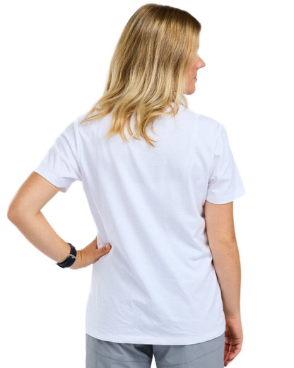 White Melange Adventure coloured Pinewood Womens Finnveden Recycled Outdoor T-Shirt on white background 