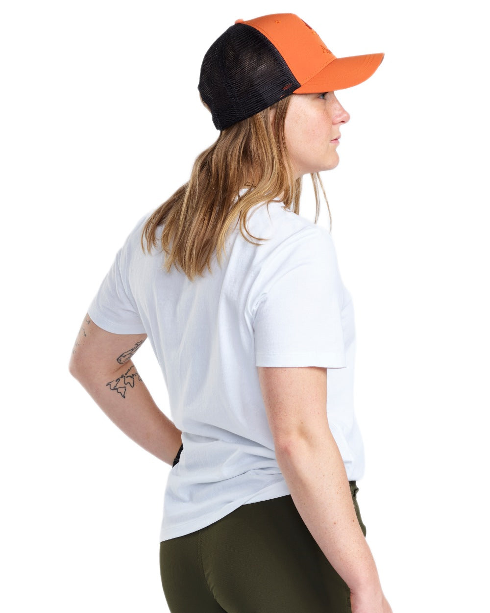 White Melange Pine Tree coloured Pinewood Womens Finnveden Recycled Outdoor T-Shirt on white background 