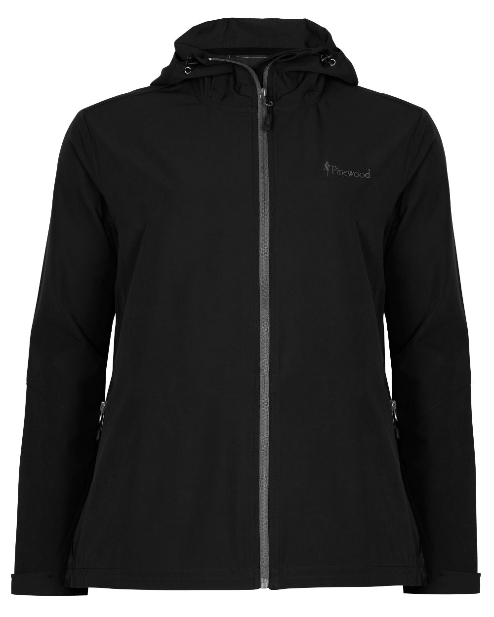 Black coloured Pinewood Womens Finnveden Trail Stretch Jacket on white background 