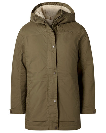 Hunter Olive coloured Pinewood Womens Finnveden Winter Jacket on white background 