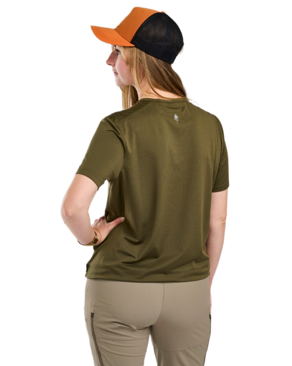 Moss Green coloured Pinewood Womens Function T-Shirt on white background 