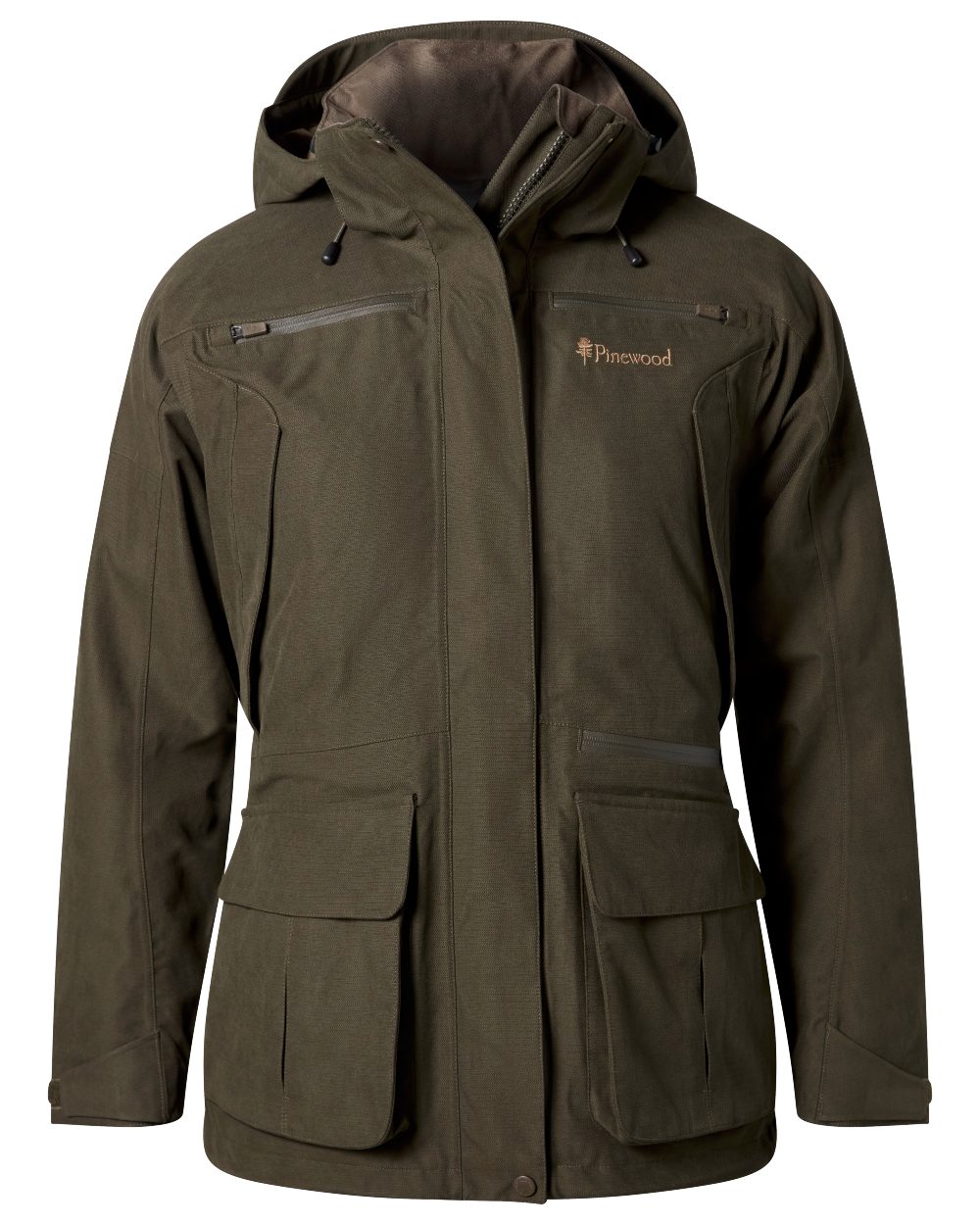 Dark Moss Green coloured Pinewood Womens Furudal Expert 2L Hunting Jacket on white background 