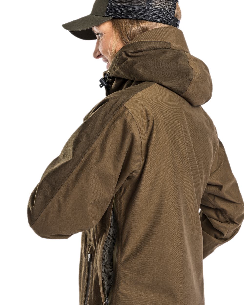 Hunting Brown Suede Brown Coloured Pinewood Womens Furudal Retriever Active Hunting Jacket on white background 