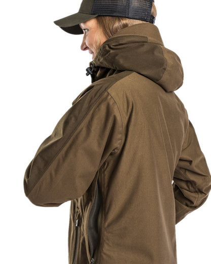 Hunting Brown Suede Brown Coloured Pinewood Womens Furudal Retriever Active Hunting Jacket on white background 