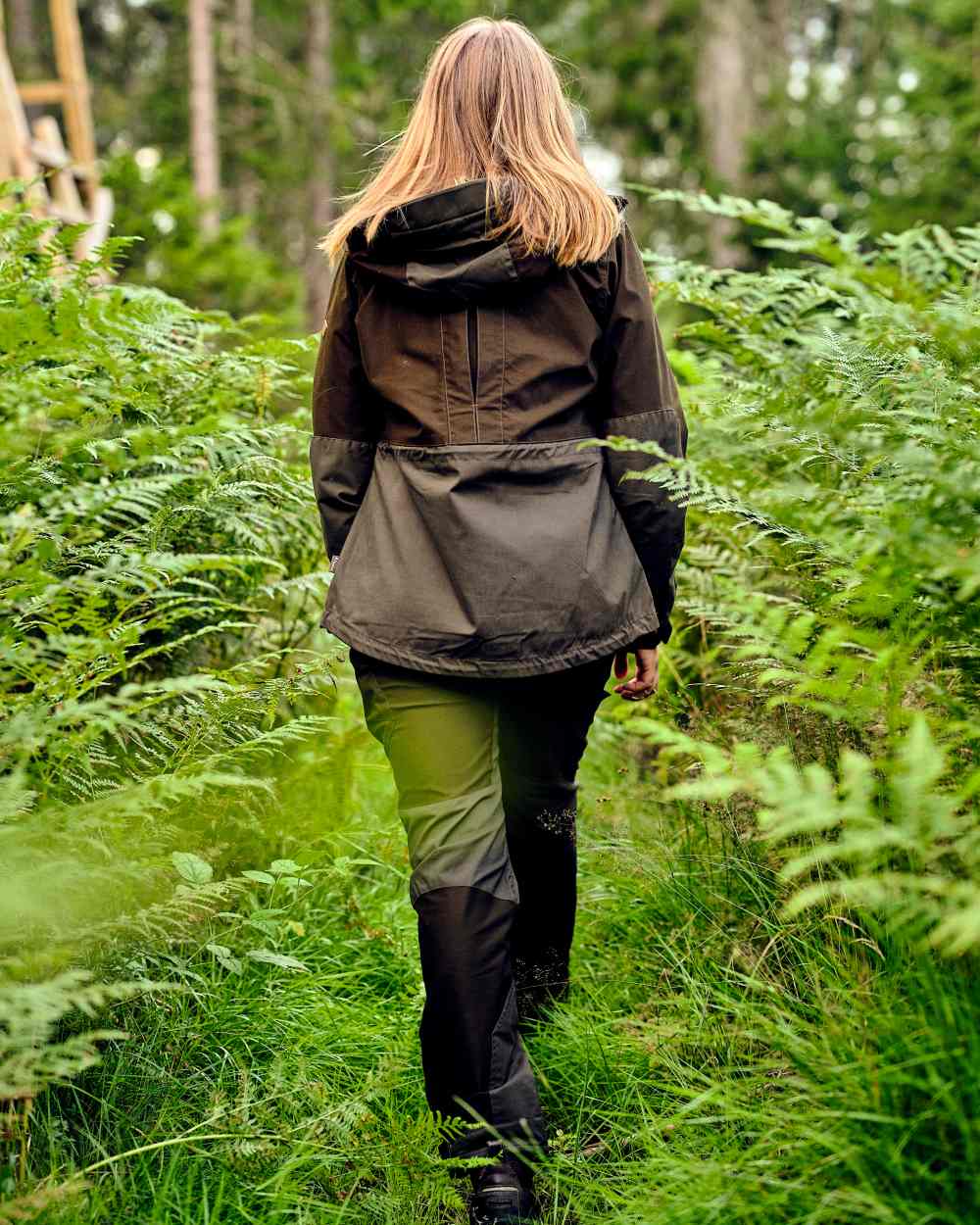 Mossgreen Dark Mossgreen Pinewood Womens Furudal Tracking Trousers on forest background 