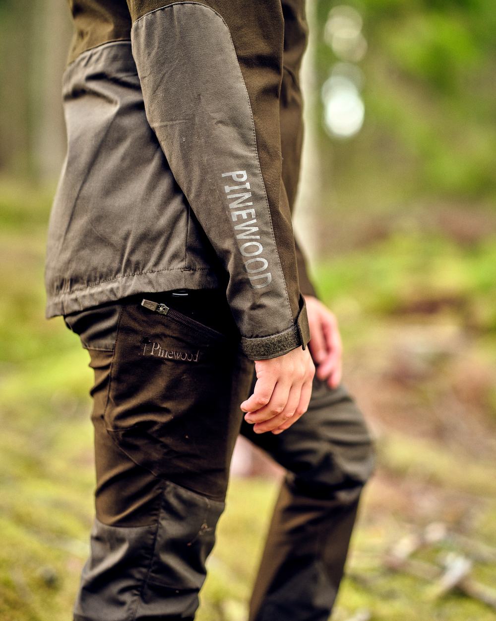 Mossgreen Dark Mossgreen Pinewood Womens Furudal Tracking Trousers on forest background 