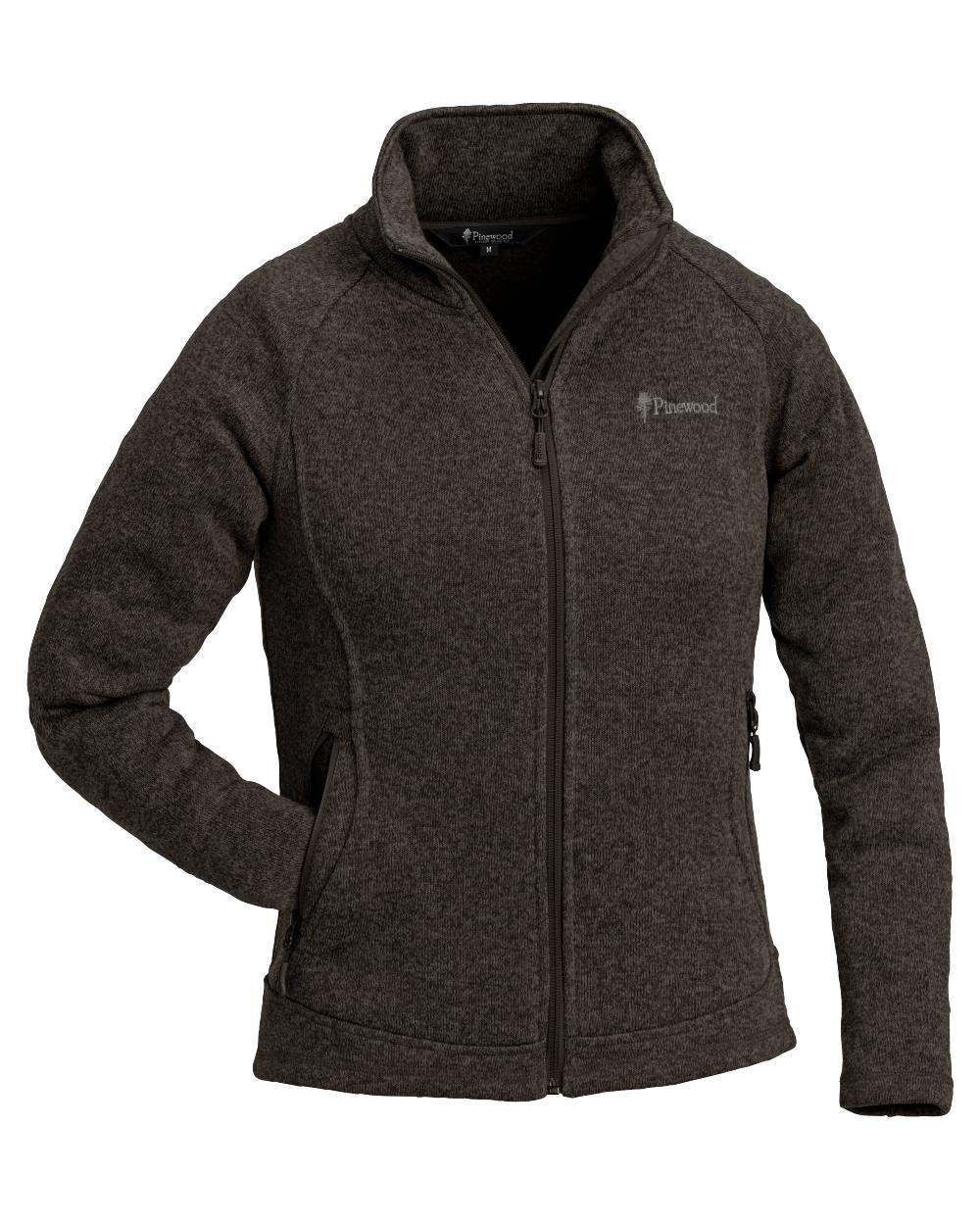 Olive Melange coloured Pinewood Womens Gabriella Fleece Jacket on white background 