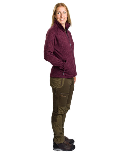 Plum Melange coloured Pinewood Womens Gabriella Fleece Jacket on white background 