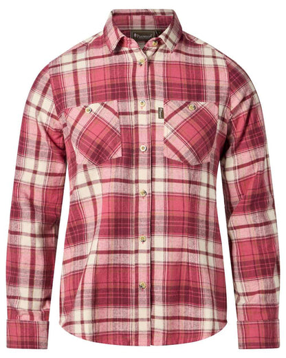 Cherry Pink Off White coloured Pinewood Womens Harjedalen Shirt on white background 