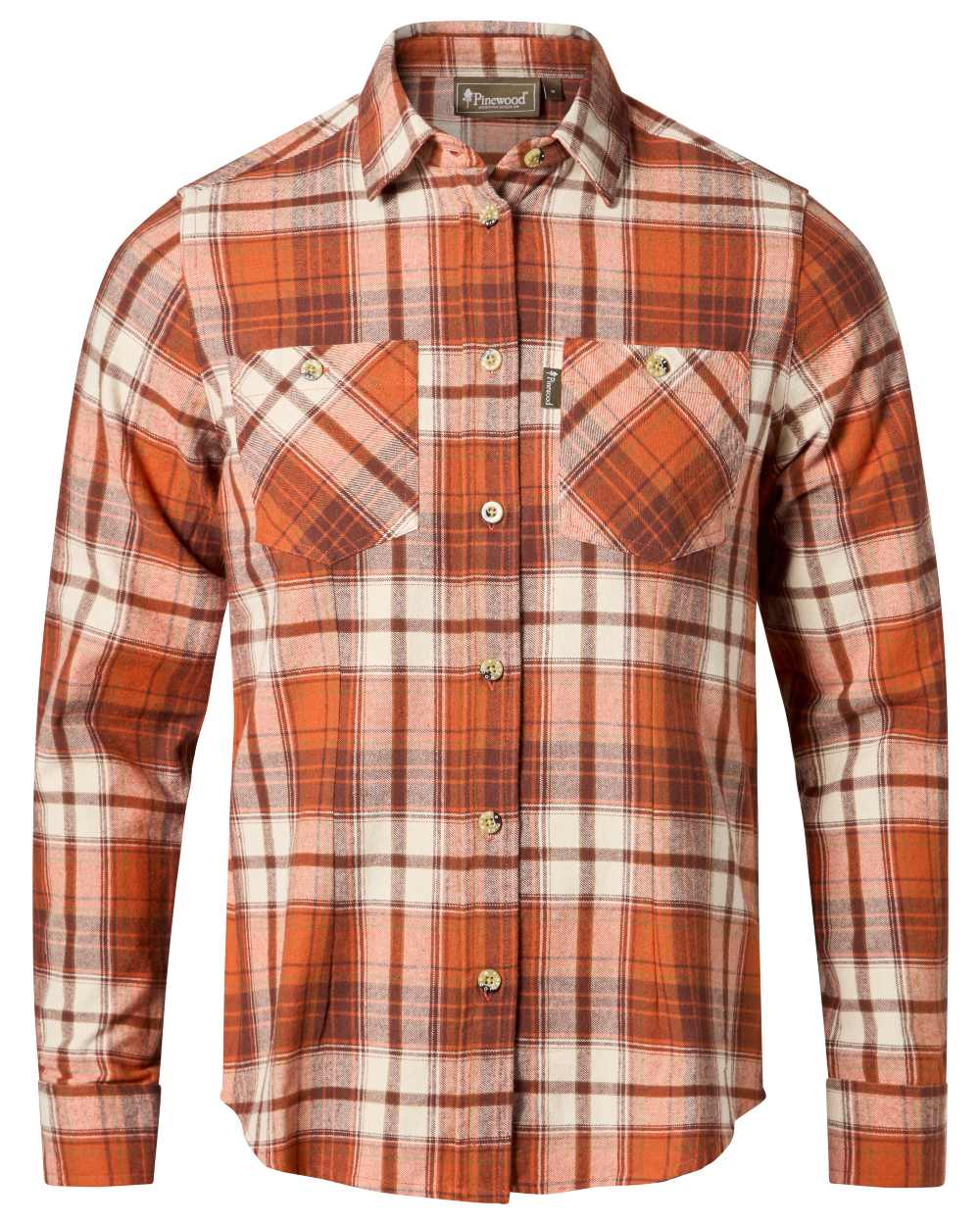 Terracotta Brown coloured Pinewood Womens Harjedalen Shirt on white background 