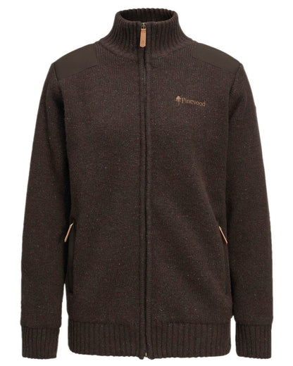 Dark Brown Mel Coloured Pinewood Womens Hurricane Full Zip Sweater on white background 