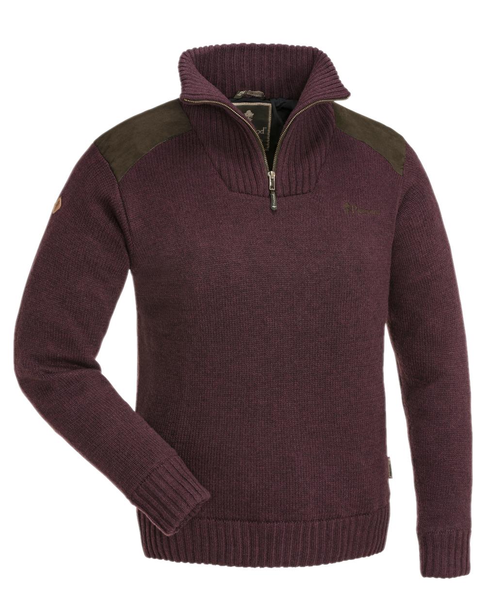 Dark Burgundy Mel Coloured Pinewood Womens Hurricane Knitted Sweater on white background 