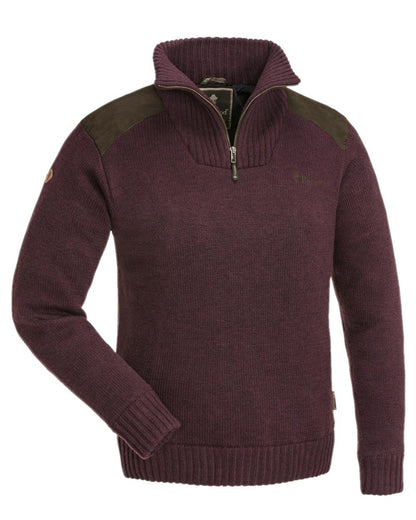 Dark Burgundy Mel Coloured Pinewood Womens Hurricane Knitted Sweater on white background 