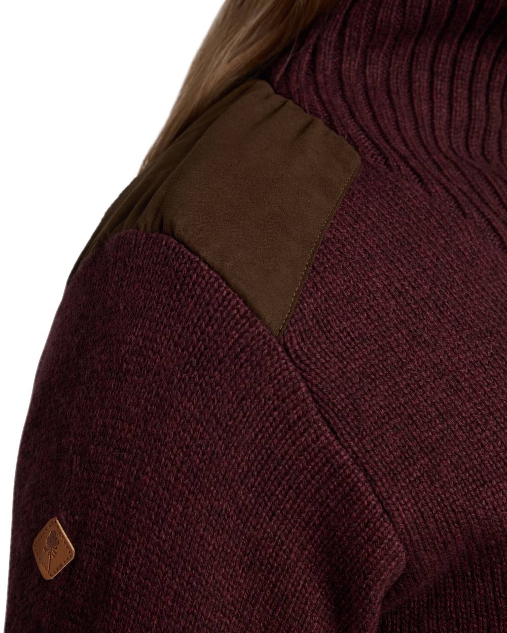 Dark Burgundy Mel Coloured Pinewood Womens Hurricane Knitted Sweater on white background 