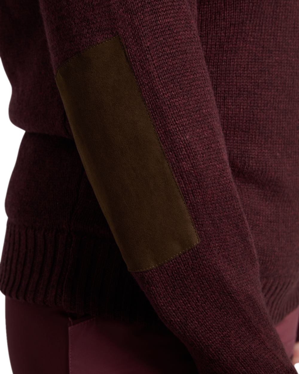 Dark Burgundy Mel Coloured Pinewood Womens Hurricane Knitted Sweater on white background 
