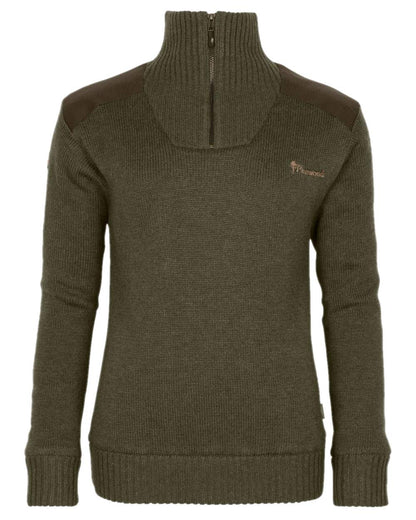 Dark Green Mel Coloured Pinewood Womens Hurricane Knitted Sweater on white background 