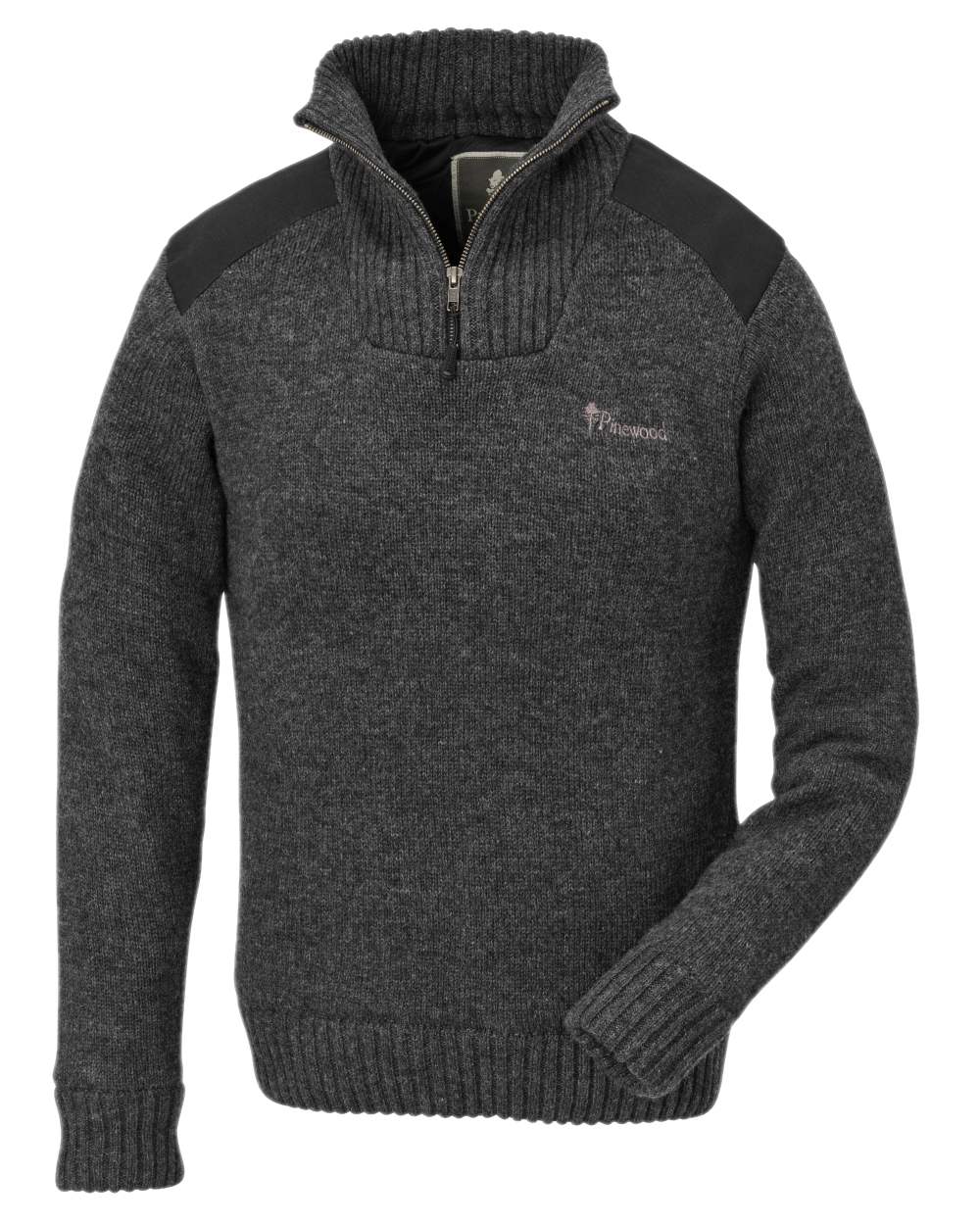 Dark Grey Mel Coloured Pinewood Womens Hurricane Knitted Sweater on white background 