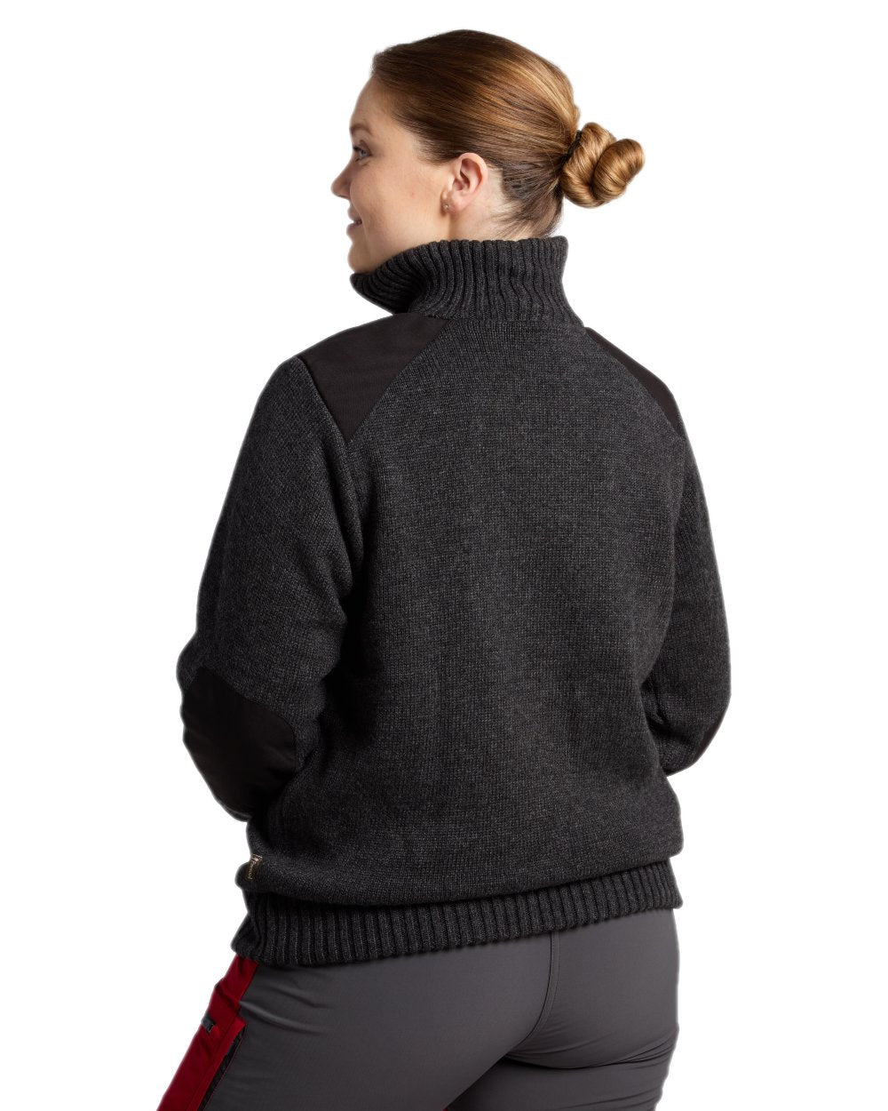 Dark Grey Mel Coloured Pinewood Womens Hurricane Knitted Sweater on white background 