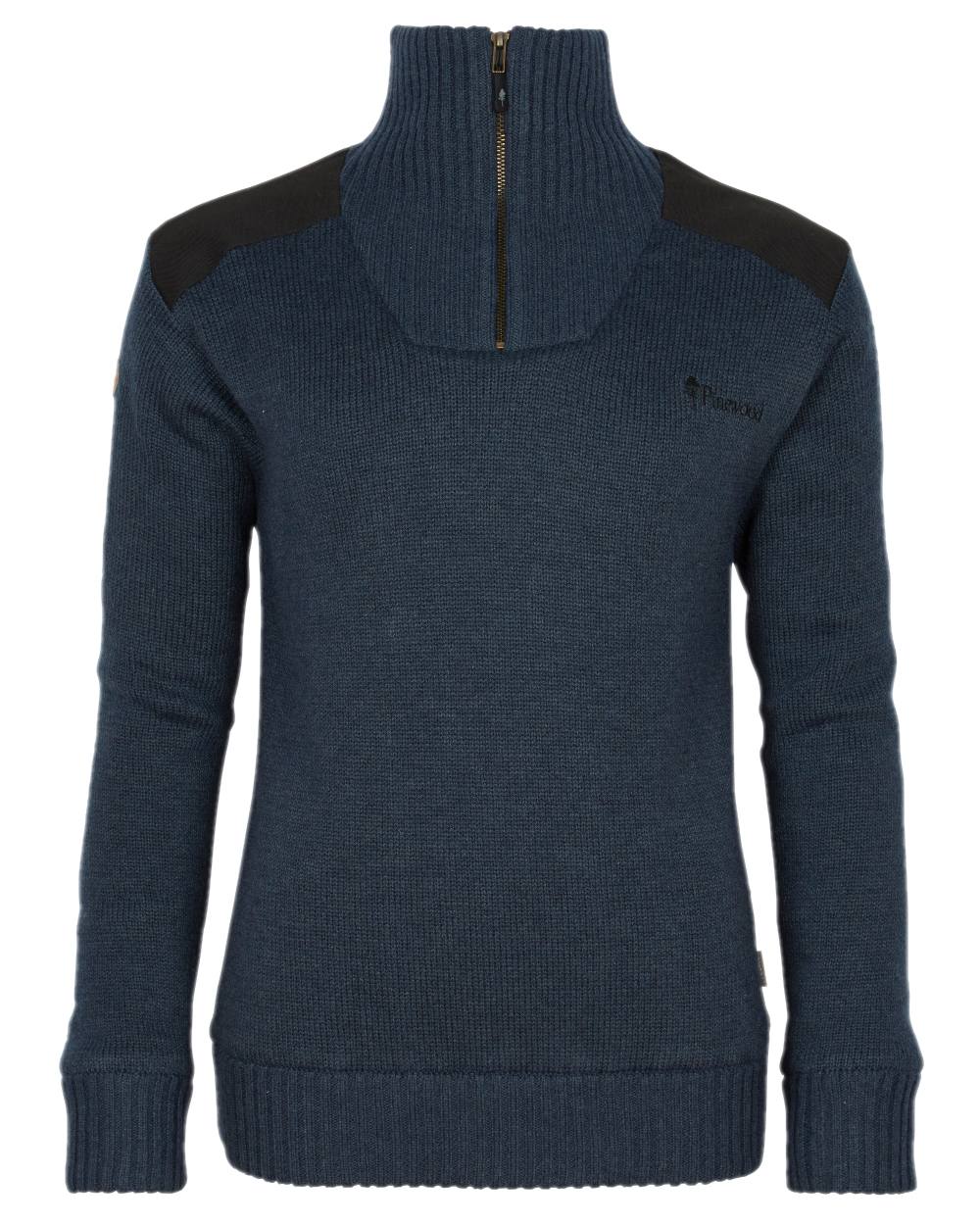 Dark Navy Mel Coloured Pinewood Womens Hurricane Knitted Sweater on white background 