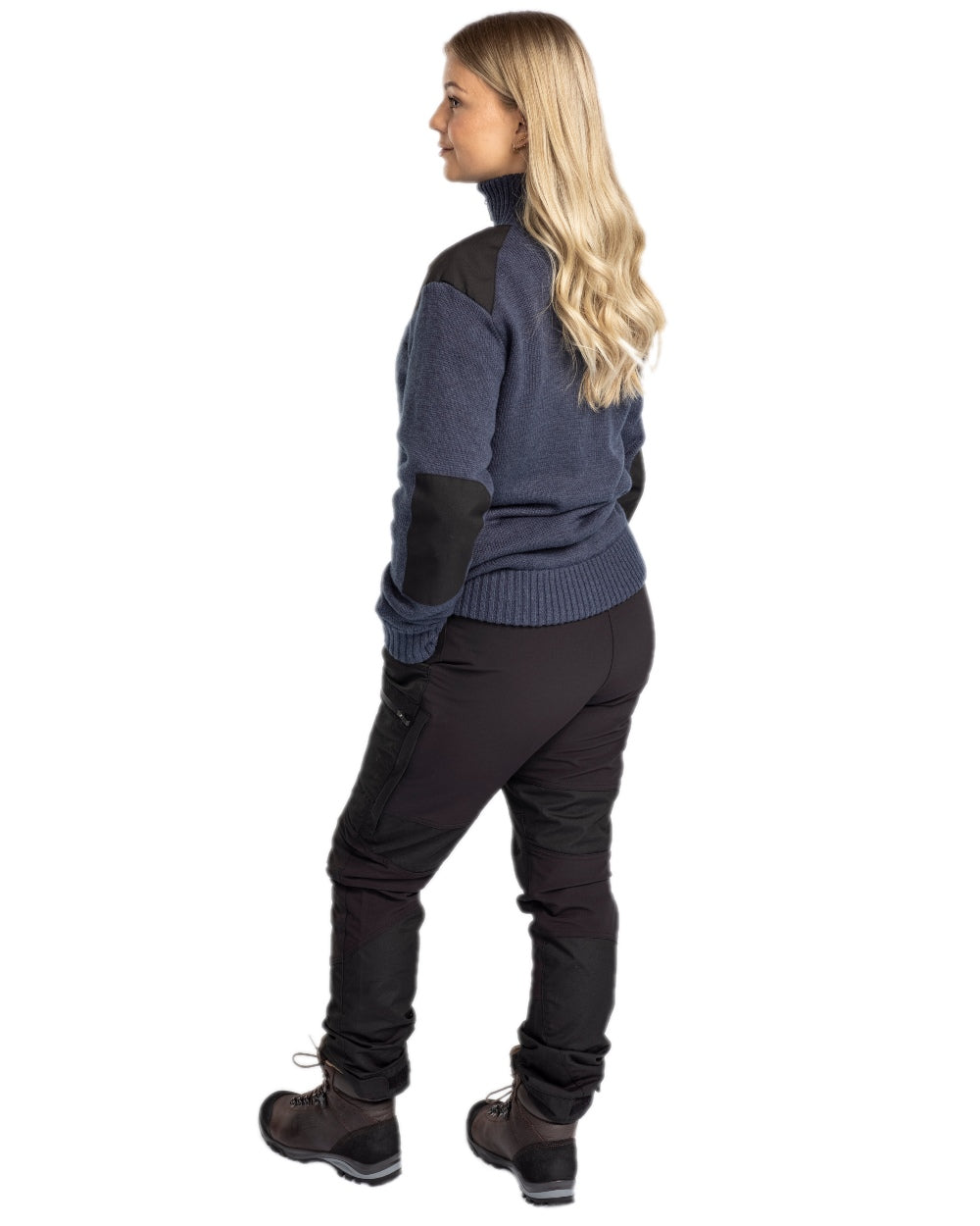 Dark Navy Mel Coloured Pinewood Womens Hurricane Knitted Sweater on white background 