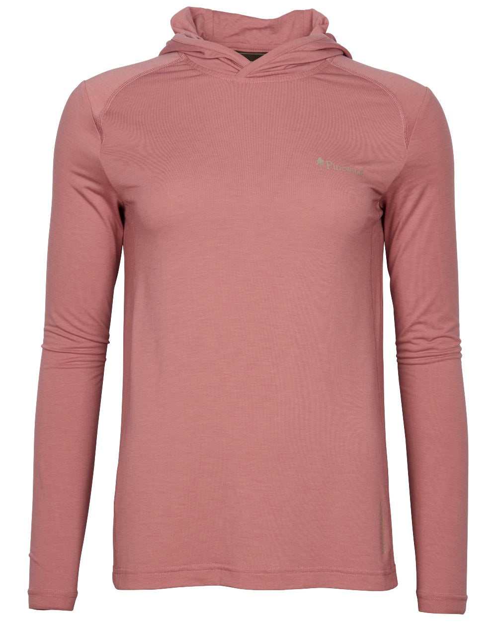 Brick Pink coloured Pinewood Womens Insectsafe Function Hoodie on white background 