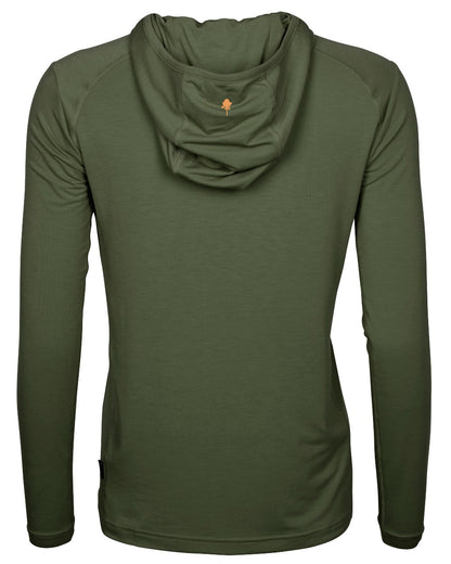 Moss Green coloured Pinewood Womens Insectsafe Function Hoodie on white background 