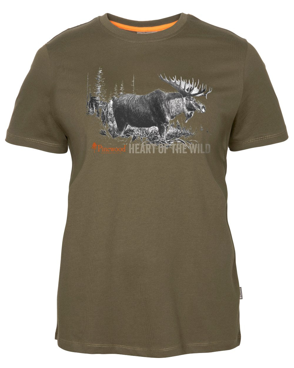 Hunter Brown coloured Pinewood Womens Moose T-Shirt on white background 